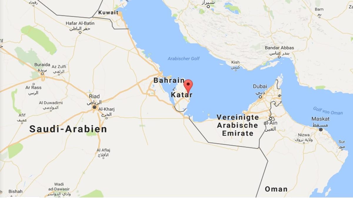 kaart van doha in qatar op de kaart van de wereld