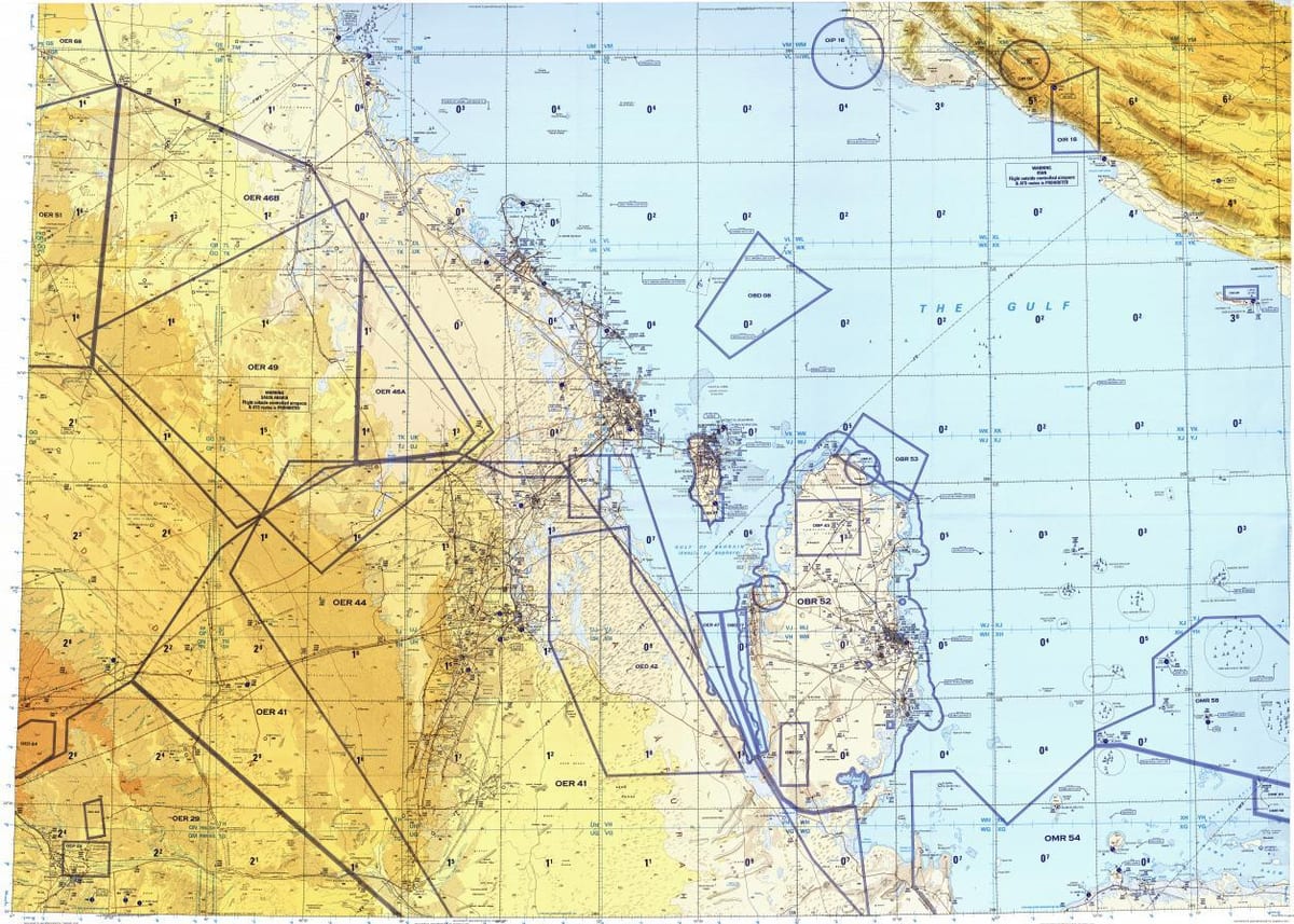 Kaart van qatar gebied