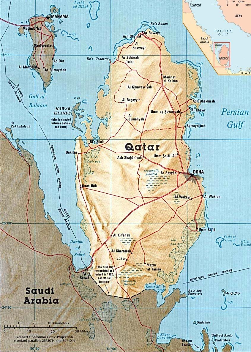 Kaart van qatar eilanden 