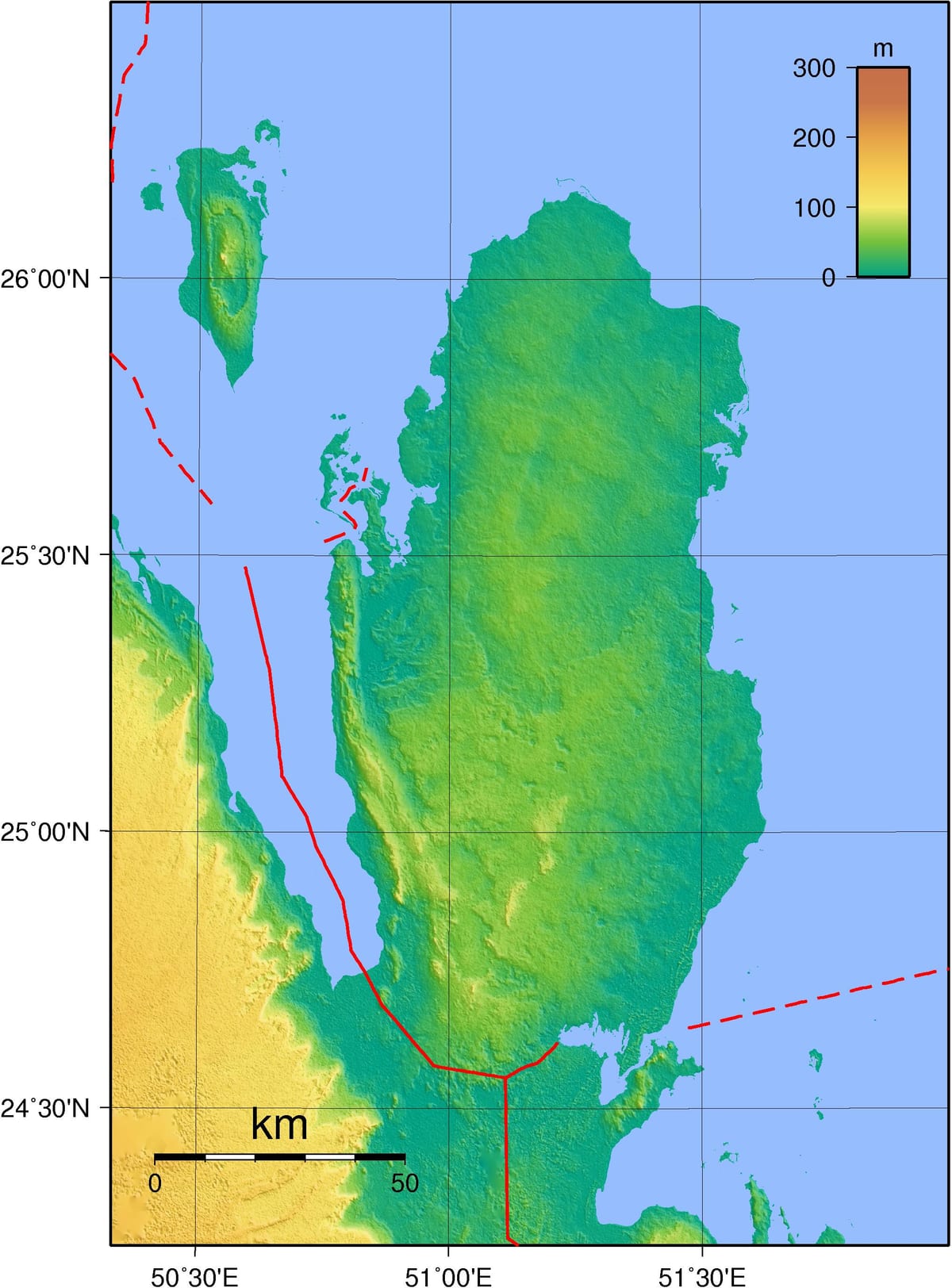 Kaart van qatar geografie