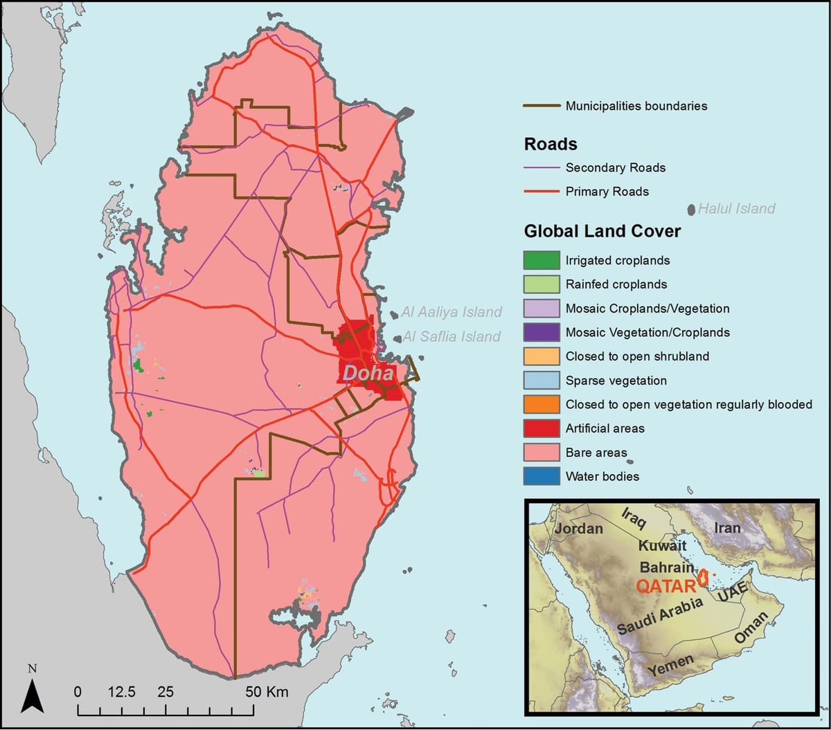 Kaart van qatar klimaat