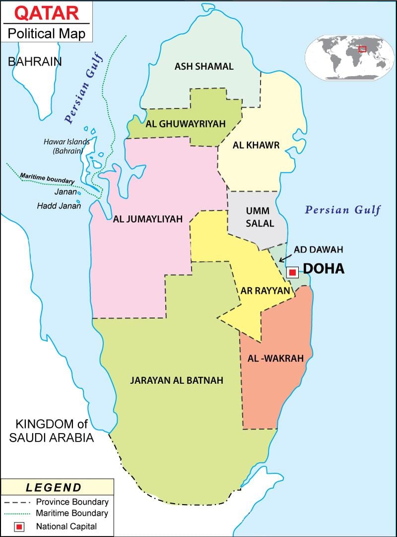 kaart van qatar regio
