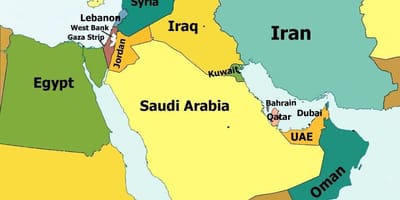 Kaart van qatar en de omliggende landen