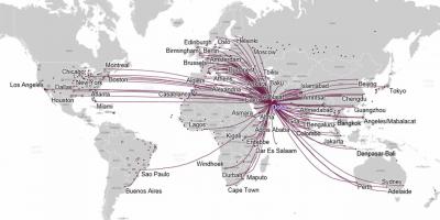 Route kaart van qatar airways