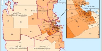 Kaart van qatar bevolking