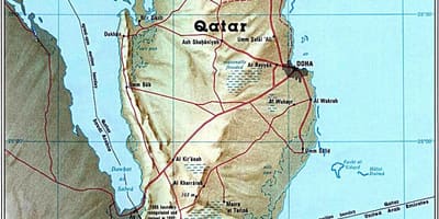 Kaart van qatar fysieke