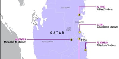 Kaart van qatar wk-stadions 